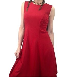 Tommy Hilfiger Red Fit Flare Dress Sz 6 Womens Sleeveless Office Career Preppy
